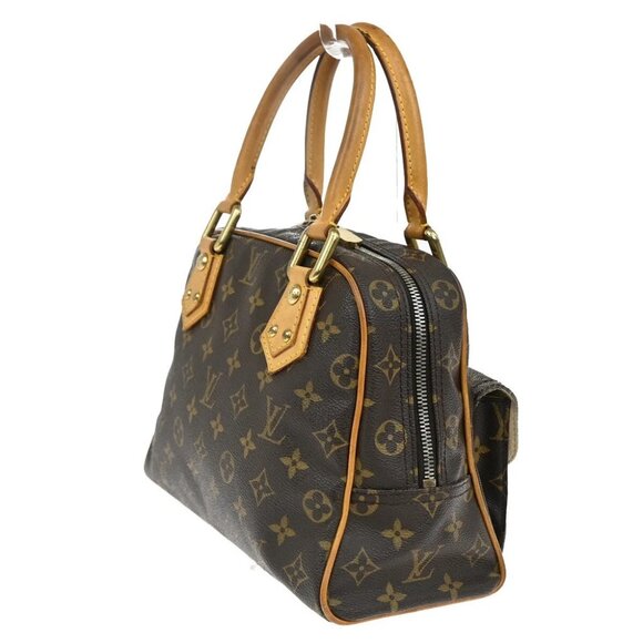 LOUIS VUITTON Manhattan PM Hand Bag Monogram Leather Brown Gold - Picture 4 of 16